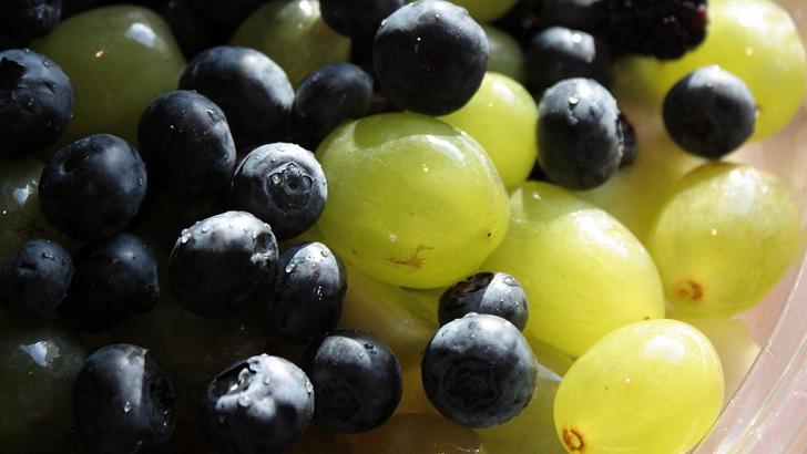 Blueberries and grapes